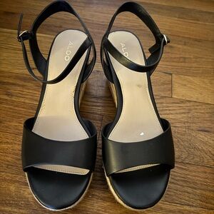 Aldo Black Strappy wedge Sandals